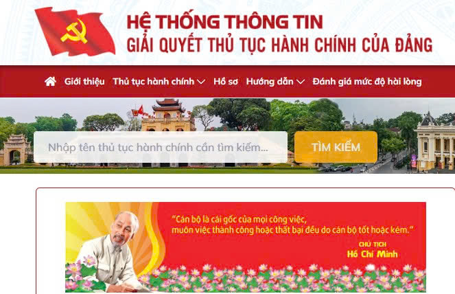 Hệ thống thông tin giải quyết thủ tục hành chính của Đảng